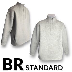 BR Standard Sweater Men's XS LS Half Zip Gray Scuba Sweater Banana Republic
